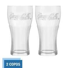 2 Copos de Vidro 470ml Contour Coca Cola Cristal Luxo Nadir