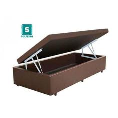Cama Box Baú Solteiro 88 - Bello Box Tecido Sintético Marrom