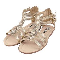 Sandália Gladiadora Infantil Menina Tiras Dourada