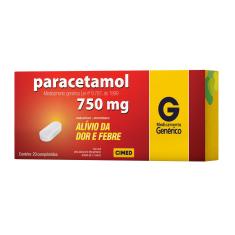 Paracetamol 750mg 20 comprimidos Cimed Genérico 20 Comprimidos