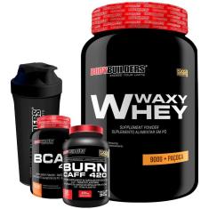 Kit Waxy Whey (35%) 900g + BCAA 100g + Pré treino + Coqueteleira - Bodybuilders-Unissex