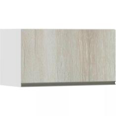 Armário Perola Basculante 80 cm 1 Porta Luciane, Branco Polar/Legno Cr