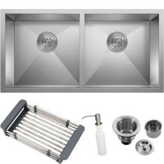 Cuba Dupla Inox 304 Quadrada Gourmet Plana Cozinha 88X40