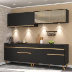 Armário de Cozinha Compacta 240cm com Leds Veneza Up Multimóveis V2021