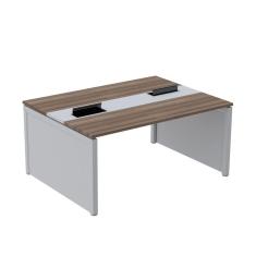 Mesa de Plataforma Dupla para 2 Pessoas Corporativa 150x120/2p Walnut/Cinza