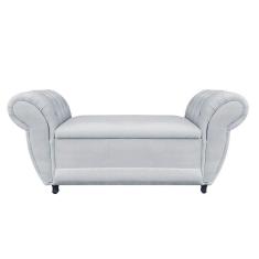 Divã Recamier Com Baú Grécia 1,55 Cm Suede Cinza