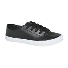 Tênis Moleca Casual Feminino Preto Com Cadarço