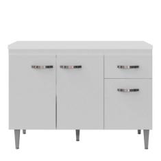 Balcão Gabinete Para Pia Com Tampo 120cm 3 Portas e 1 Gaveta Gabriela 