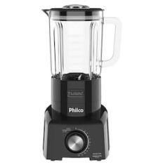 Liquidificador Philco PLQ1350 Turbo Glass Pro Maxx 6 Preto 1200W com Copo de Vidro e 12 Velocidades