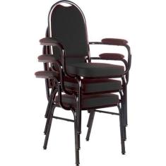 Kit com 3 Cadeiras para Auditório Linha Hotel Preto