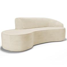 Sofá 3 Lugares Curvo Sala de Estar Living Firenze Direito D02 Linho Bege 180 cm D-463 - Lyam