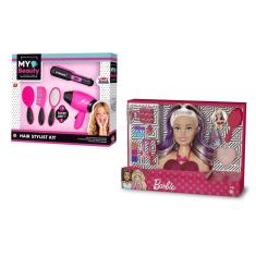 Boneca Barbie Busto P/pentear + Kit Salão De Beleza -c/vídeo