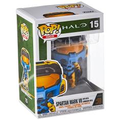 Funko Pop! Jogos: Halo Infinite - Spartan Mark VII com VK78, Blue & Yellow, com Game Add On, 3,75 polegadas
