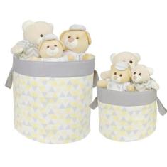 Kit Cesto Organizador De Brinquedos 2 Peças Amarelo - Tropical Baby
