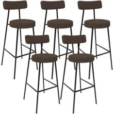 Kit 05 Banquetas Baixa Bar Cozinha Sala De Jantar Estrutura Em Aço Mil