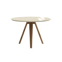 Mesa De Sala Jantar Duna Madeira Maciça C- Tampo Madeirado C- Vidro 105x105cm Carvalho-off White-vidro Off White - Kappesberg