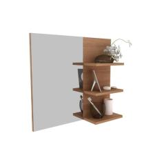 Espelheira Estante Suspensa Organizadora 1 Espelho 3 Prateleiras Para Banheiro Marrom Madeira