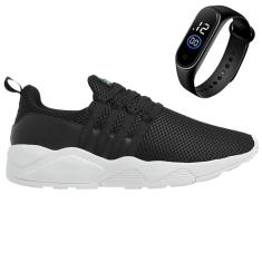 Tênis Para Caminhar Feminino Esportivo Treino Casual Solado Flexivel Confortável + Relógio-Feminino