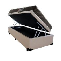 Cama Box Baú Solteiro Colchão Mola Bonnel Belos Sonhos + Box Sintético 61x88x188