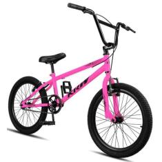 Bicicleta Infantil Aro 20 Aero KRW BMX Cross V-Brake Sem Marchas, Rosa