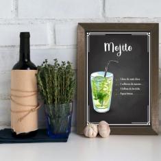 Quadro Decorativo Bebida Mojito 22x32 com Moldura Marrom - Quartinhos