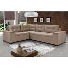 Sofá Viena Canto Suede Plus Confortável Pés Madeira Império Chocolate 377