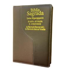 Bíblia sagrada com letra hipergigante harpa cristã e evangelica com zí