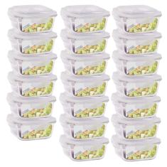 Conjunto Jogo 20 Potes Vidro Hermético Tampa 4 Travas 320ml