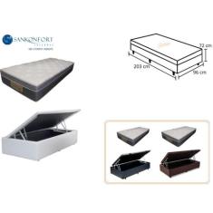 Conjunto Cama Box Baú Solteiro King Americano + Colchão Sankonfort Sle