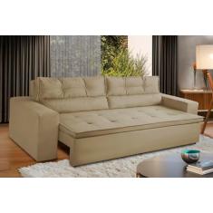 Sofá Retrátil e Reclinável 3 lugares com Molas 1,80m Vegas Suede Bege Adonai Estofados