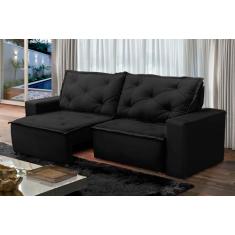 Sofá Retrátil e Reclinável 3 lugares com Molas 1,80m Ana Suede Preto Adonai Estofados