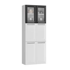 Paneleiro Itatiaia Luce 6 Portas 2 Vidros Alto Branco/Preto IPLDV-70