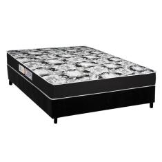 Cama Box Casal: Colchão Espuma Luckspuma D45 Gran Luck Pro + Base Crc Suede Black(138X188)
