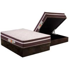 Cama Box Baú Casal: Colchão Ortopédico Polar D28 Orthoface Vip + Base crc Suede Brown (138x188)