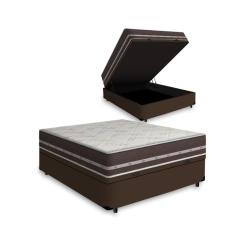 Cama Box com Baú Casal + Colchão de molas - Anjos - Classic Superlastic 138cm