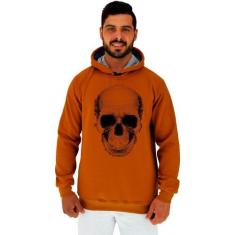 Blusa Moletom Tradicional Com Touca MXD Conceito Caveira Quadricular, 