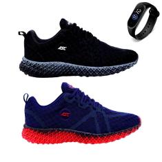 Kit 2 Tênis Asc GT-3 Para Caminhada Academia + Relógio Esportivo Masculino-Feminino