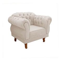 Poltrona Decorativa Chesterfield Capitonê Elisabeth Suede Nude