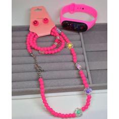 Kit Relógio Digital Led Prova água Bracelete Infantil Feminino Menina 