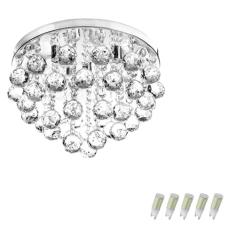 Lustre De Cristal Legitimo Redondo Classic Round 32 X 25 com Lâmpadas 3000K (Branco Quente)