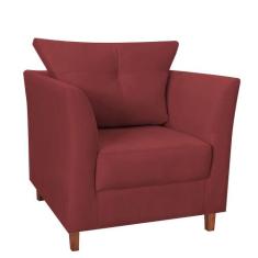 Poltrona Decorativa Isis Pés de Madeira Suede Bordô - DS Estofados - E