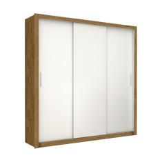 Guarda Roupa Roupeiro Clarice 3 Portas De Correr 4 Gavetas Carioca Cinamomo Branco