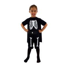 Fantasia Halloween Infantil Super Caveirinha Com Acessórios Tamanho G