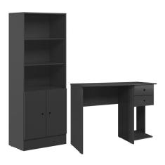 Conjunto Home Office com Armário 2 Portas e Mesa Escrivaninha - Qmovi