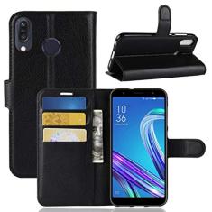 Capa ASUS Zenfone MAX M1 ZB555KL, capa carteira flip de couro PU premium com compartimento para cartão, suporte e fecho magnético [capa interior TPU à prova de choque] compatível com ASUS MAX M1