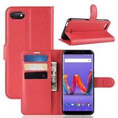 WIKO Capa para Tommy 3 Plus, carteira flip de couro PU premium com compartimento para cartão, suporte e fecho magnético [capa interna à prova de choque de TPU] Compatível com WIKO Tommy 3 Plus