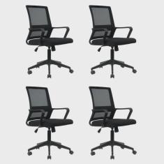 Kit 4 Cadeiras Giratória Escritório Diretor Tokyo