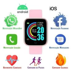 Relógio Smartwatch Inteligente Y68 D20 2 Pulseiras Android iOS Bluetoo