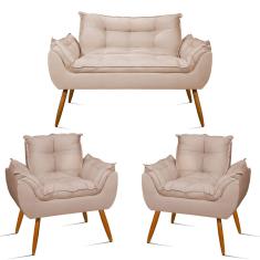 Kit Namoradeira + 2 Poltronas Opala bege