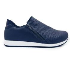 Tênis Careflex Slip On com Ziper Super Leve Confortável-Feminino